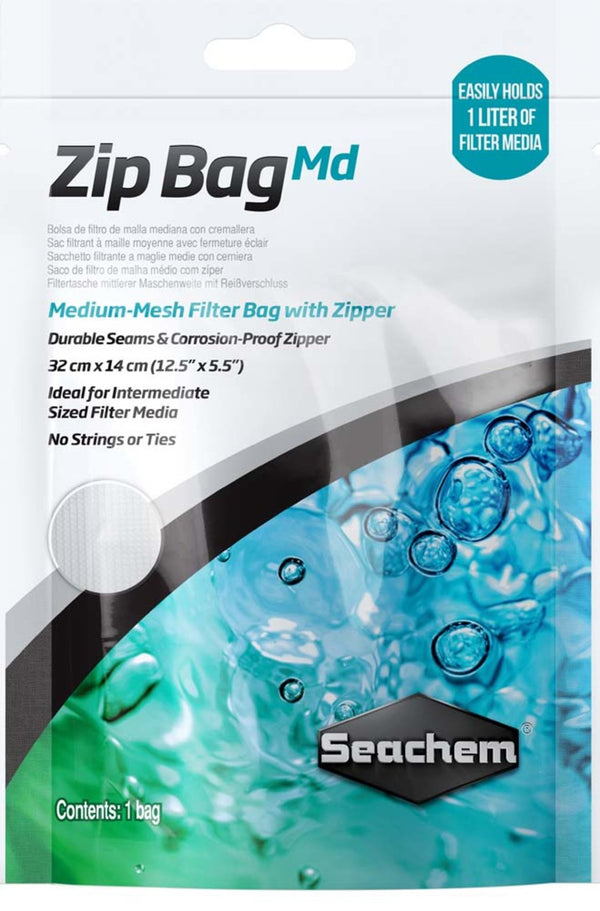 Seachem Laboratories Mesh Filter Bag with Zipper MD mesh, White, 12.5In X 5.5 in