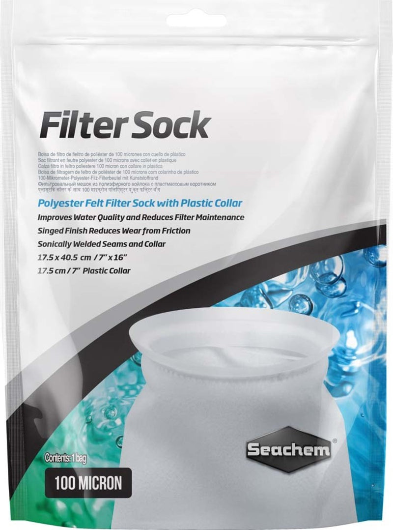 Seachem Laboratories Filter Sock with Plastic Collar 100 Micron