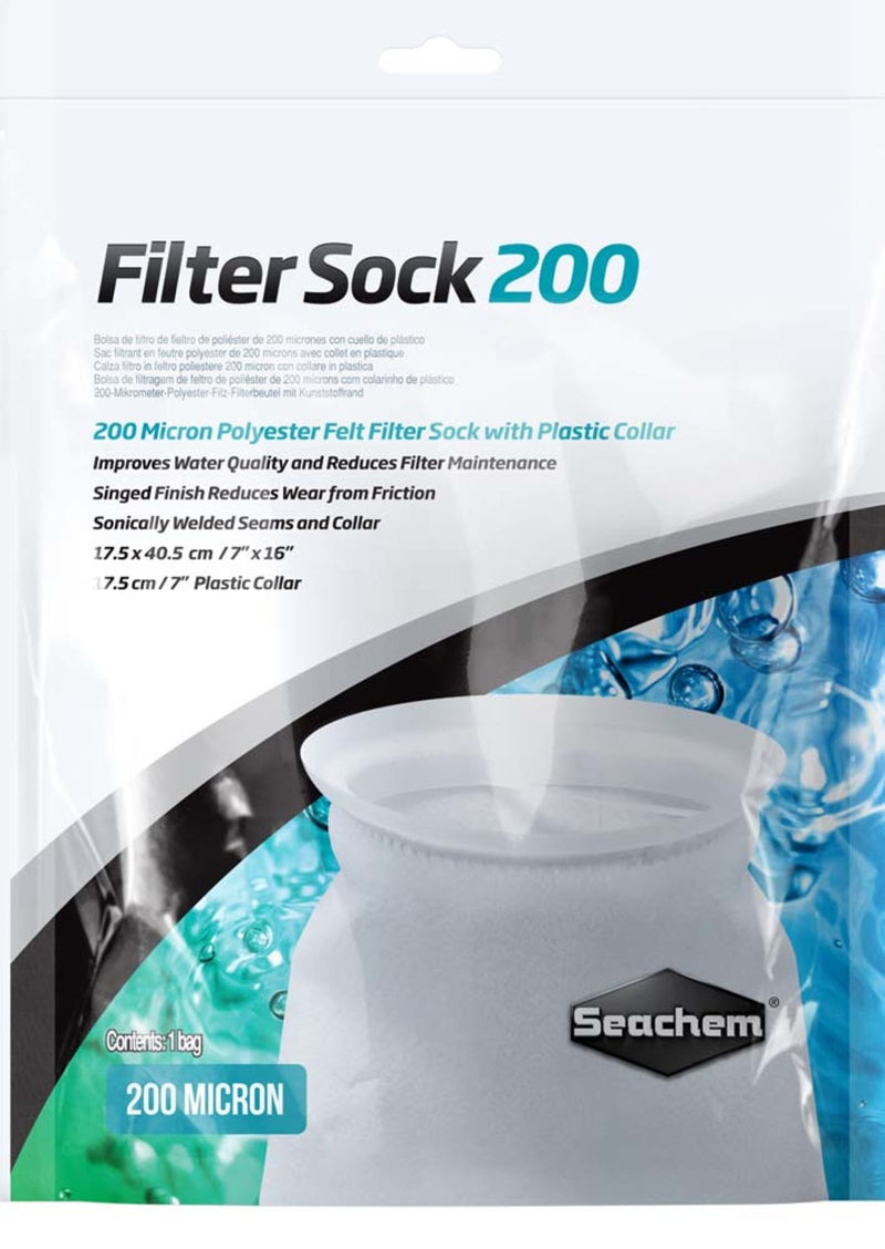Seachem Filter Sock 200 Micron Welded 7" x 16"