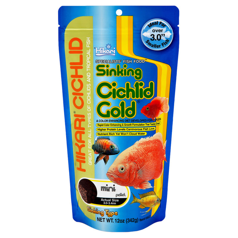 Hikari USA Cichlid Gold Sinking Pellets Fish Food - 12 oz