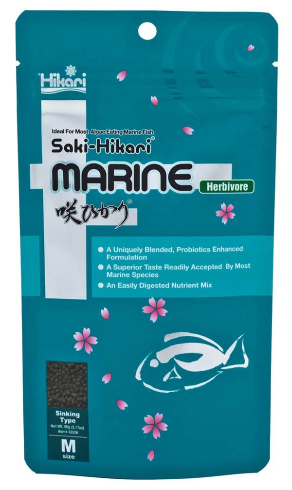 Hikari USA Saki-Hikari Marine Herbivore Pellets Fish Food 3.1oz