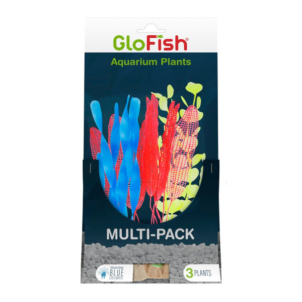 GloFish Aquarium Plant Multi-Pack Yellow/Orange/Blue, 1ea/1 MD/2 LG