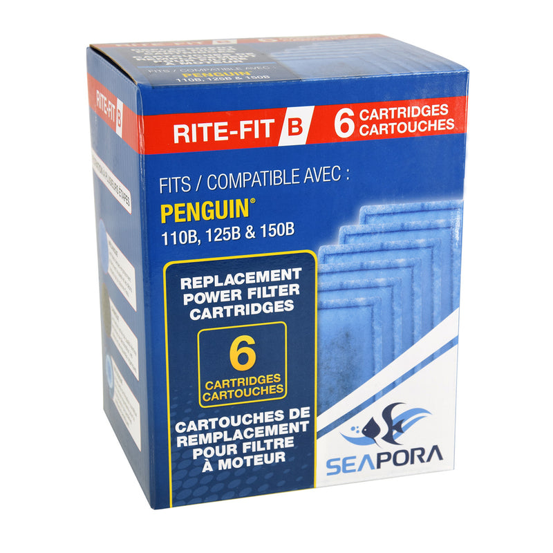 Rite-Fit B Cartridges for Penguin® Power Filters - 110B/125B/150B - 6 pk