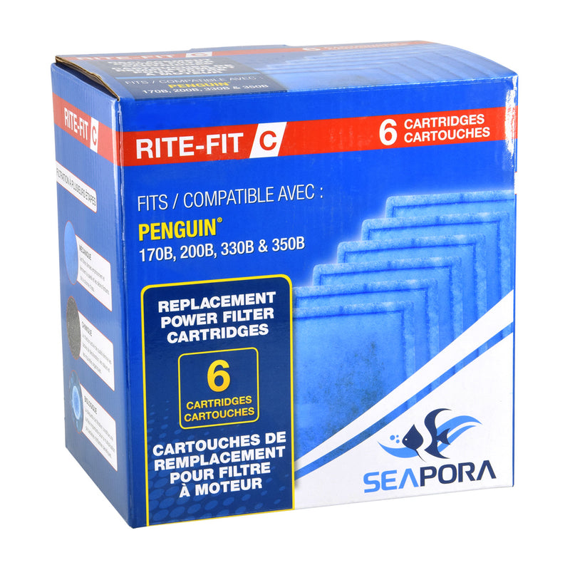 Rite-Fit C Cartridges for Penguin® Power Filters - 170B/200B/330B/350B - 6 pk
