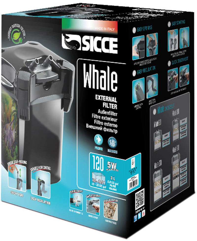 Sicce WHALE 120 Canister Filter - up to 30 gallon aquariums - 140 GPH